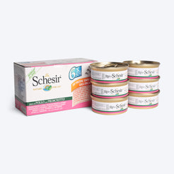 Schesir 51% Chicken Fillets With Ham Multipack Canned Wet Cat Food - (6x50g)