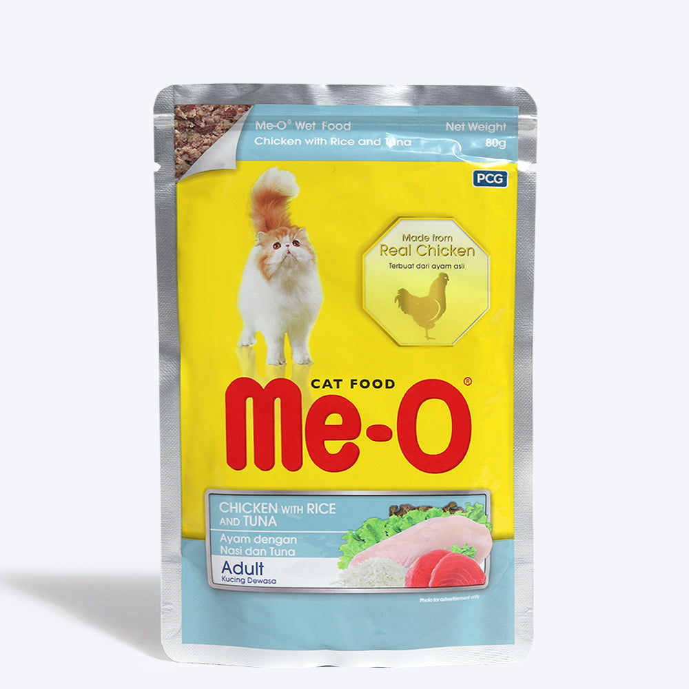 Me-O Chicken Rice and Tuna Fish Adult Wet Cat Food - 80 g packs