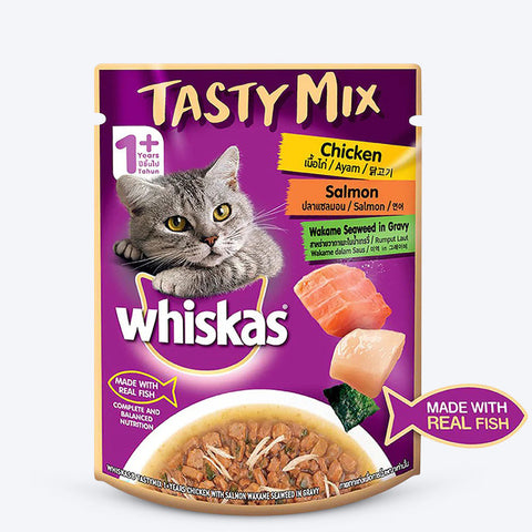 Whiskas Chicken With Salmon Wakame Seaweed Adult Wet Food For Cat - 28x70 gm