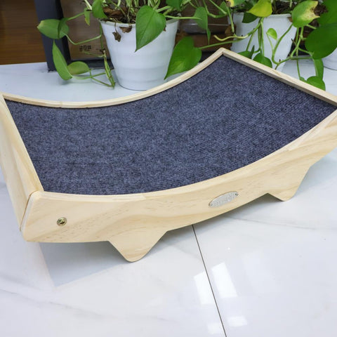 Manufacturer Solid Wood Sisal Fabric Dual Cat Scratching Board Curved Cat Toy