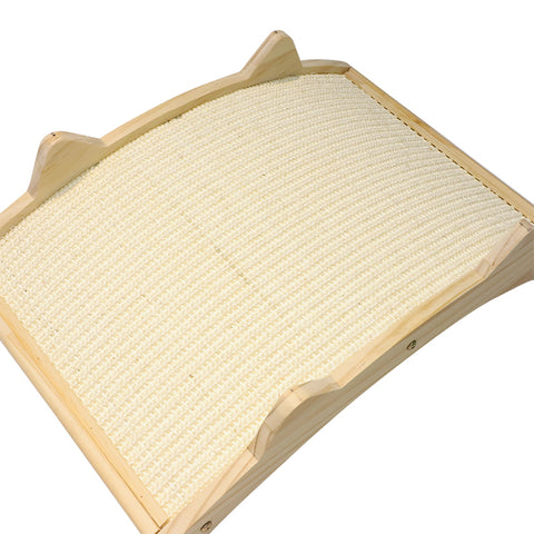 Manufacturer Solid Wood Sisal Fabric Dual Cat Scratching Board Curved Cat Toy