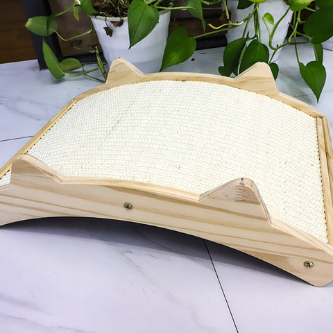 Manufacturer Solid Wood Sisal Fabric Dual Cat Scratching Board Curved Cat Toy