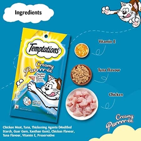 Temptations Creamy Purrrr ee Chicken & Tuna Cat Treats - 48g Packs