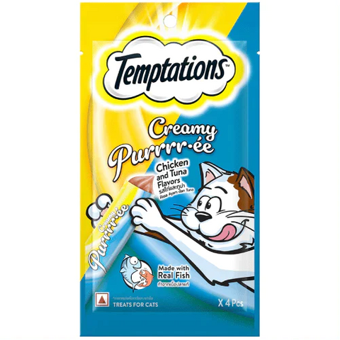 Temptations Creamy Purrrr ee Chicken & Tuna Cat Treats - 48g Packs