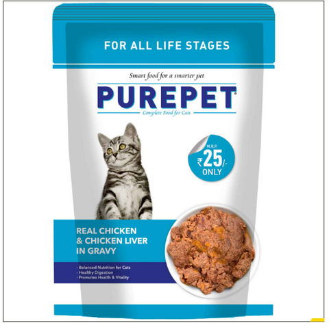 Purepet Real Chicken & Chicken Liver in Gravy Cat Wet Food 70g Pack