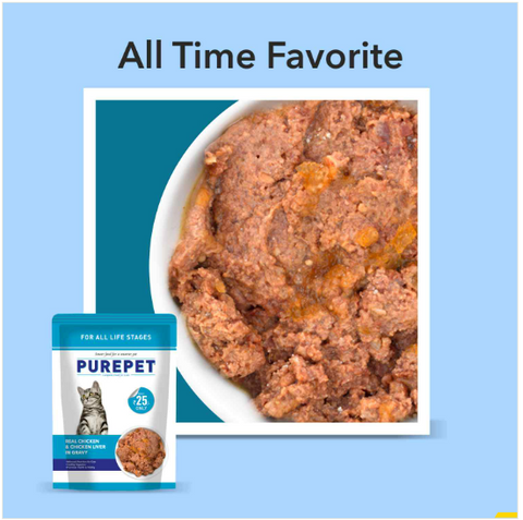 Purepet Real Chicken & Chicken Liver in Gravy Cat Wet Food 70g Pack