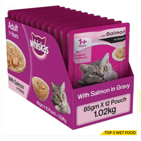 Whiskas Salmon in Gravy Meal Adult Cat Wet Food - 85g Packs