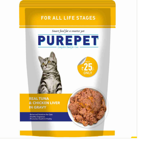 Purepet Real Tuna & Chicken Liver in Gravy Cat Wet Food 70g