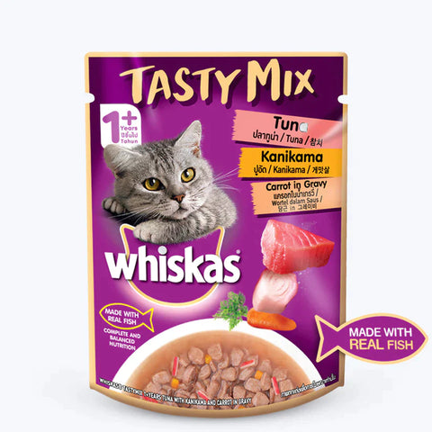 Whiskas Tuna with Kanikama And Carrot in Gravy Tasty Mix Adult Cat Wet Food - 70g Packs